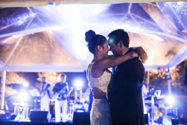 Bride and groom dancing at their wedding party